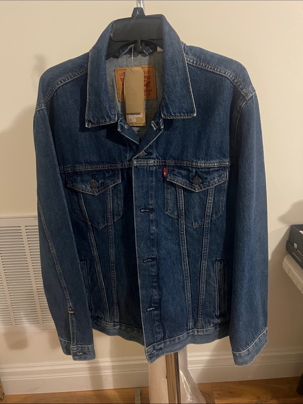 Levi's Dark Blue Denim Camo Patch Classic Trucker Jacket